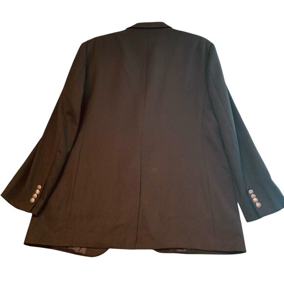 Stafford Executive Blazer 100% Wool Lana Mens 46L Black w/Gray Buttons - Picture 2 of 8